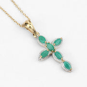 Bids.com 18K Yellow Gold Plated 0.84 Carat Genuine Emerald .925 Sterling Silver Pendant Pendants White Smoke size 16.00,size 18.00,size 20.00