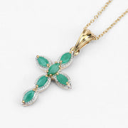 Bids.com 18K Yellow Gold Plated 0.84 Carat Genuine Emerald .925 Sterling Silver Pendant Pendants White Smoke size 16.00,size 18.00,size 20.00