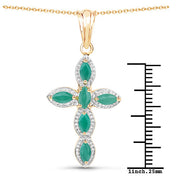 Bids.com 18K Yellow Gold Plated 0.84 Carat Genuine Emerald .925 Sterling Silver Pendant Pendants White Smoke size 16.00,size 18.00,size 20.00