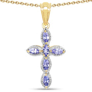 Bids.com 14K Yellow Gold Plated 0.84 Carat Genuine Tanzanite .925 Sterling Silver Pendant Pendants White Smoke Default Title