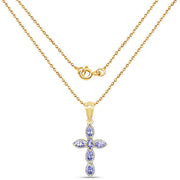 Bids.com 14K Yellow Gold Plated 0.84 Carat Genuine Tanzanite .925 Sterling Silver Pendant Pendants White Smoke