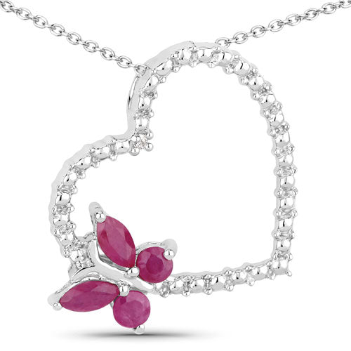 Bids.com 0.52 Carat Genuine Ruby and Created White Sapphire .925 Sterling Silver Pendant Pendants White Smoke Default Title