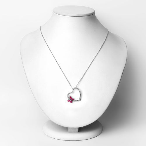 Bids.com 0.52 Carat Genuine Ruby and Created White Sapphire .925 Sterling Silver Pendant Pendants White Smoke