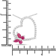 Bids.com 0.52 Carat Genuine Ruby and Created White Sapphire .925 Sterling Silver Pendant Pendants White Smoke