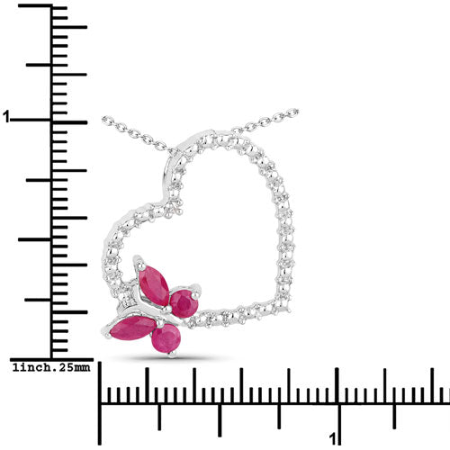 Bids.com 0.52 Carat Genuine Ruby and Created White Sapphire .925 Sterling Silver Pendant Pendants White Smoke