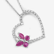 Bids.com 0.52 Carat Genuine Ruby and Created White Sapphire .925 Sterling Silver Pendant Pendants White Smoke