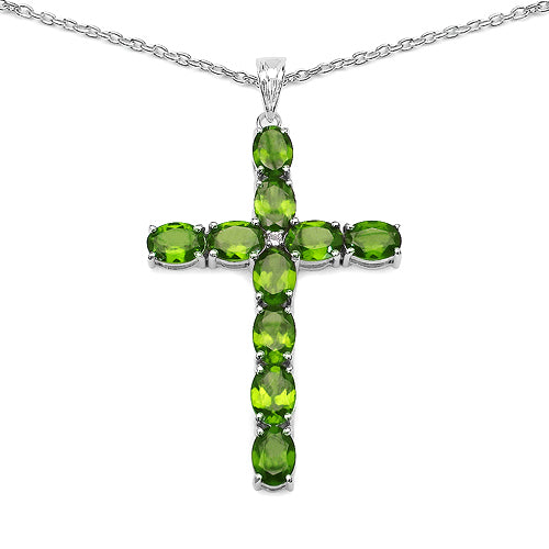 Bids.com 8.32 Carat Genuine Peridot and White Topaz .925 Sterling Silver Pendant Pendants White Smoke Default Title