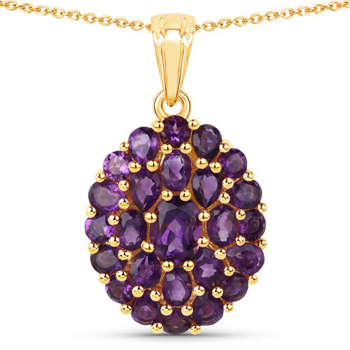 Bids.com 4.04 Carat Genuine Amethyst .925 Sterling Silver Pendant Pendants White Smoke Default Title