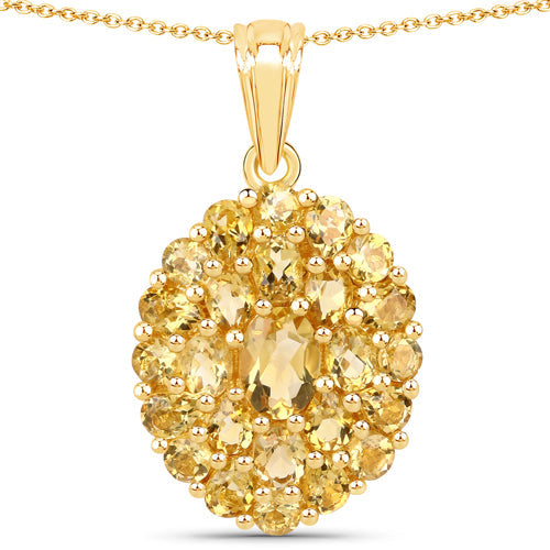 Bids.com 4.16 Carat Genuine Citrine .925 Sterling Silver Pendant Pendants White Smoke Default Title