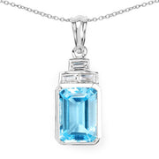 Bids.com 9.99 Carat Genuine Swiss Blue Topaz and White Topaz .925 Sterling Silver Pendant Pendants White Smoke Default Title