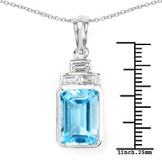 Bids.com 9.99 Carat Genuine Swiss Blue Topaz and White Topaz .925 Sterling Silver Pendant Pendants White Smoke