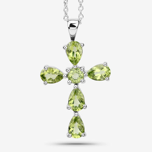 Bids.com 2.24 Carat Genuine Peridot .925 Sterling Silver Pendant Pendants White Smoke