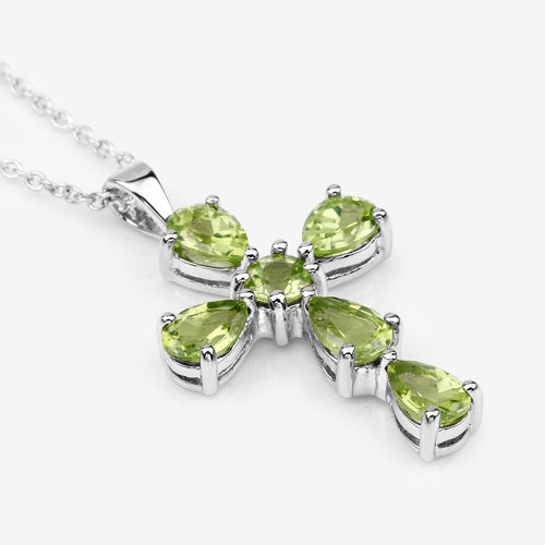 Bids.com 2.24 Carat Genuine Peridot .925 Sterling Silver Pendant Pendants White Smoke