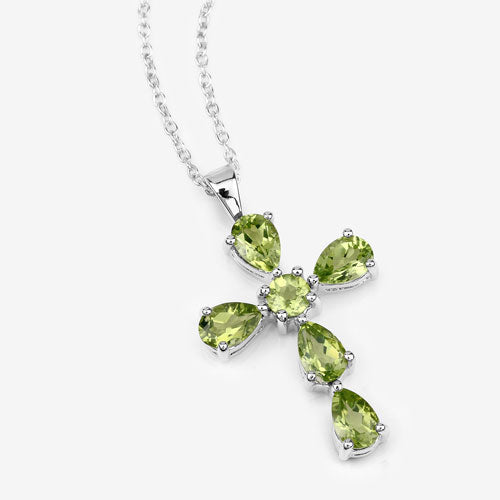 Bids.com 2.24 Carat Genuine Peridot .925 Sterling Silver Pendant Pendants White Smoke
