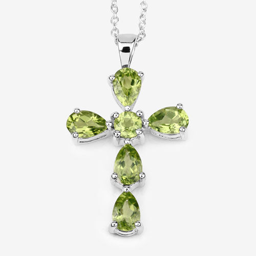 Bids.com 2.24 Carat Genuine Peridot .925 Sterling Silver Pendant Pendants White Smoke