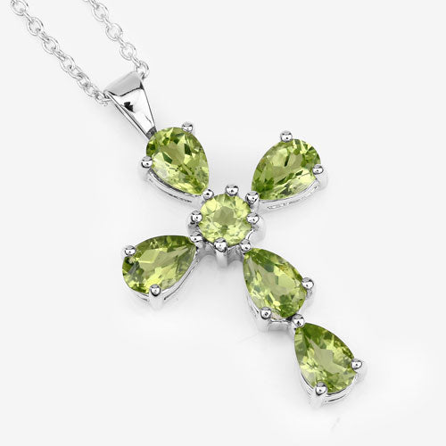 Bids.com 2.24 Carat Genuine Peridot .925 Sterling Silver Pendant Pendants White Smoke