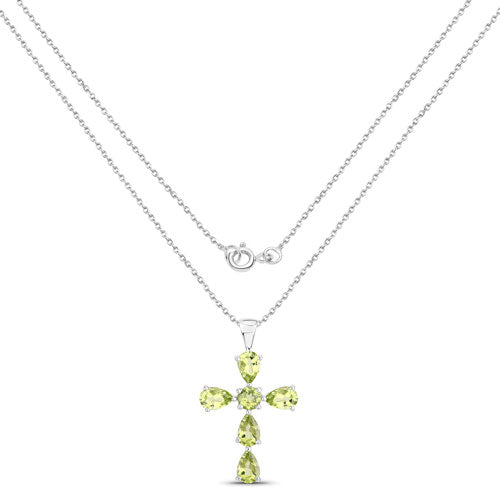 Bids.com 2.24 Carat Genuine Peridot .925 Sterling Silver Pendant Pendants White Smoke