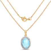 Bids.com 14K Yellow Gold Plated 13.55 Carat Genuine Larimar and White Topaz .925 Sterling Silver Pendant Pendants White Smoke