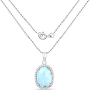 Bids.com 13.55 Carat Genuine Larimar and White Topaz .925 Sterling Silver Pendant Pendants White Smoke