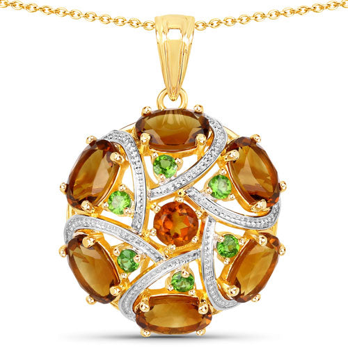 Bids.com 6.87 Carat Genuine Multi Stones .925 Sterling Silver Pendant Pendants White Smoke Default Title