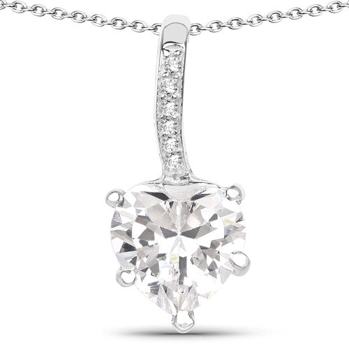 Bids.com 4.46 Carat Genuine White Cubic Zirconia .925 Sterling Silver Pendant Pendants White Smoke Default Title