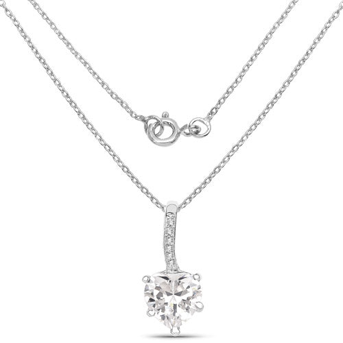 Bids.com 4.46 Carat Genuine White Cubic Zirconia .925 Sterling Silver Pendant Pendants White Smoke