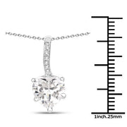 Bids.com 4.46 Carat Genuine White Cubic Zirconia .925 Sterling Silver Pendant Pendants White Smoke