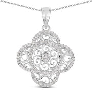 Bids.com 0.57 Carat Genuine White Diamond .925 Sterling Silver Pendant Pendants White Smoke Default Title