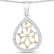 Bids.com 0.45 Carat Genuine White Diamond and Yellow Diamond .925 Sterling Silver Pendant Pendants White Smoke Default Title