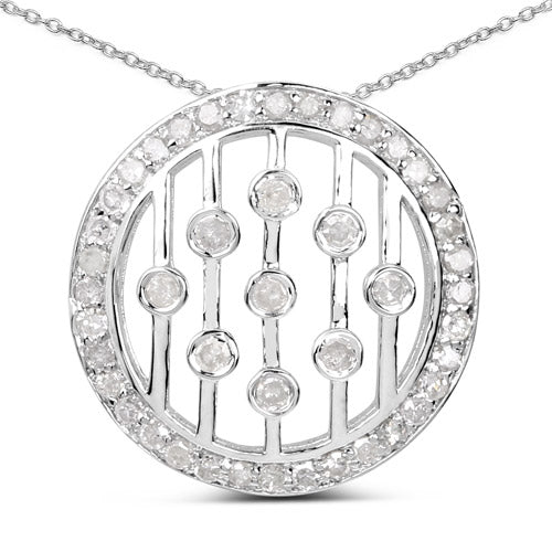 Bids.com 0.53 Carat Genuine White Diamond .925 Sterling Silver Pendant Pendants White Smoke Default Title