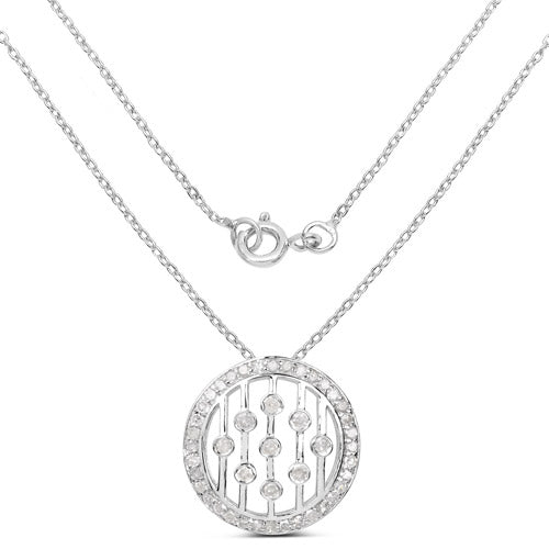 Bids.com 0.53 Carat Genuine White Diamond .925 Sterling Silver Pendant Pendants White Smoke