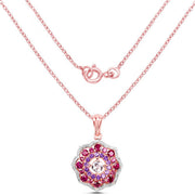 Bids.com 14K Rose Gold Plated 2.30 Carat Genuine Morganite, Rhodolite and Amethyst .925 Sterling Silver Pendant Pendants White Smoke
