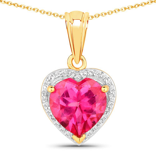 Bids.com 4.74 Carat Genuine Pink Topaz and White Topaz .925 Sterling Silver Pendant Pendants White Smoke size 18.00,size 20.00