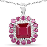 Bids.com 8.48 Carat Glass Filled Ruby and White Topaz .925 Sterling Silver Pendant Pendants White Smoke Default Title