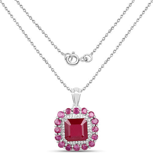 Bids.com 8.48 Carat Glass Filled Ruby and White Topaz .925 Sterling Silver Pendant Pendants White Smoke