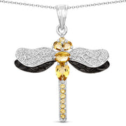 Bids.com 1.79 Carat Genuine Citrine and White Topaz .925 Sterling Silver Pendant Pendants White Smoke Default Title