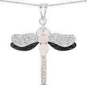 Bids.com 1.41 Carat Genuine Ethiopian Opal and White Topaz .925 Sterling Silver Pendant Pendants White Smoke Default Title