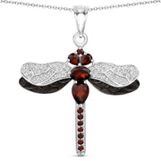 Bids.com 2.29 Carat Genuine Garnet and White Topaz .925 Sterling Silver Pendant Pendants White Smoke size 18.00