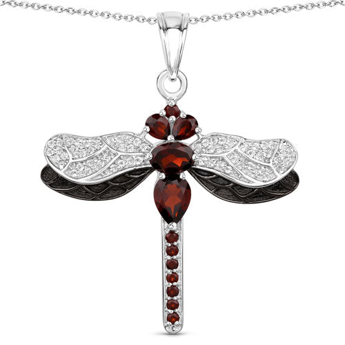 Bids.com 2.29 Carat Genuine Garnet and White Topaz .925 Sterling Silver Pendant Pendants White Smoke size 18.00