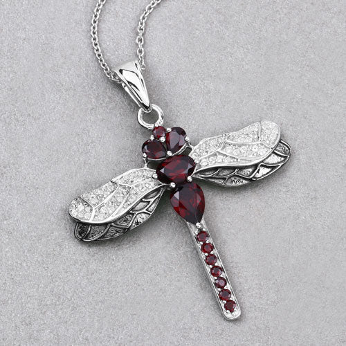 Bids.com 2.29 Carat Genuine Garnet and White Topaz .925 Sterling Silver Pendant Pendants Gray size 18.00