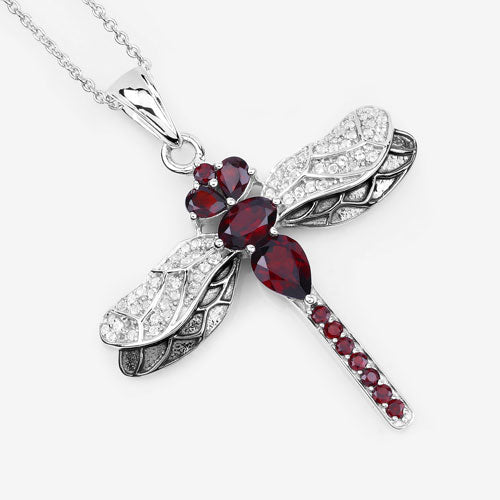 Bids.com 2.29 Carat Genuine Garnet and White Topaz .925 Sterling Silver Pendant Pendants White Smoke size 18.00
