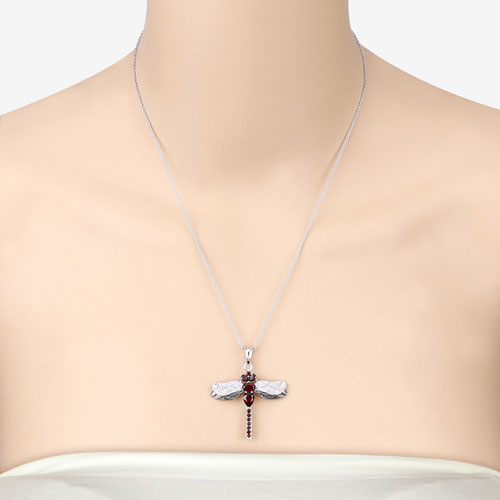 Bids.com 2.29 Carat Genuine Garnet and White Topaz .925 Sterling Silver Pendant Pendants Bisque size 18.00