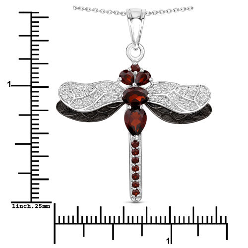 Bids.com 2.29 Carat Genuine Garnet and White Topaz .925 Sterling Silver Pendant Pendants White Smoke size 18.00