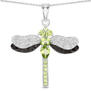 Bids.com 1.98 Carat Genuine Peridot and White Topaz .925 Sterling Silver Pendant Pendants White Smoke size 18.00