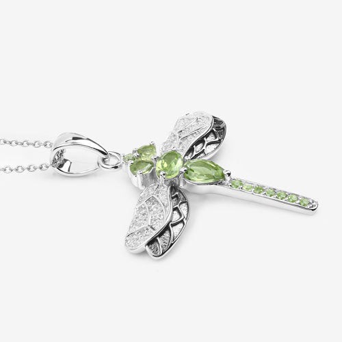 Bids.com 1.98 Carat Genuine Peridot and White Topaz .925 Sterling Silver Pendant Pendants White Smoke size 18.00