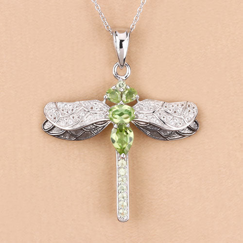 Bids.com 1.98 Carat Genuine Peridot and White Topaz .925 Sterling Silver Pendant Pendants Wheat size 18.00