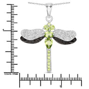 Bids.com 1.98 Carat Genuine Peridot and White Topaz .925 Sterling Silver Pendant Pendants White Smoke size 18.00