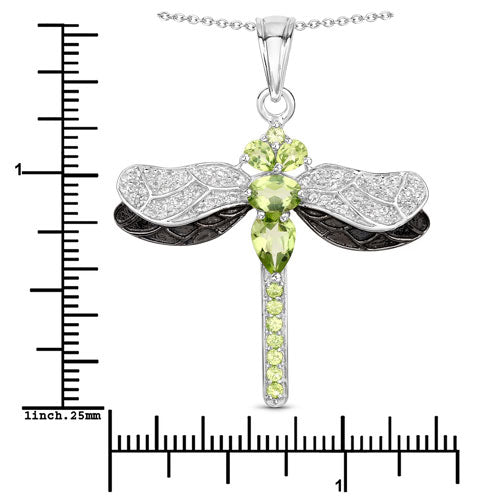 Bids.com 1.98 Carat Genuine Peridot and White Topaz .925 Sterling Silver Pendant Pendants White Smoke size 18.00