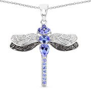 Bids.com 1.93 Carat Genuine Tanzanite and White Topaz .925 Sterling Silver Pendant Pendants White Smoke Default Title