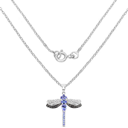 Bids.com 1.93 Carat Genuine Tanzanite and White Topaz .925 Sterling Silver Pendant Pendants White Smoke
